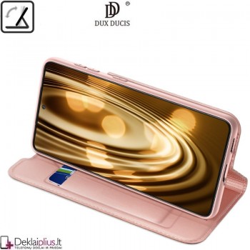 Dux Ducis dirbtinės odos atverčiamas rausvas dėklas (telefonams Samsung S21 Plus)